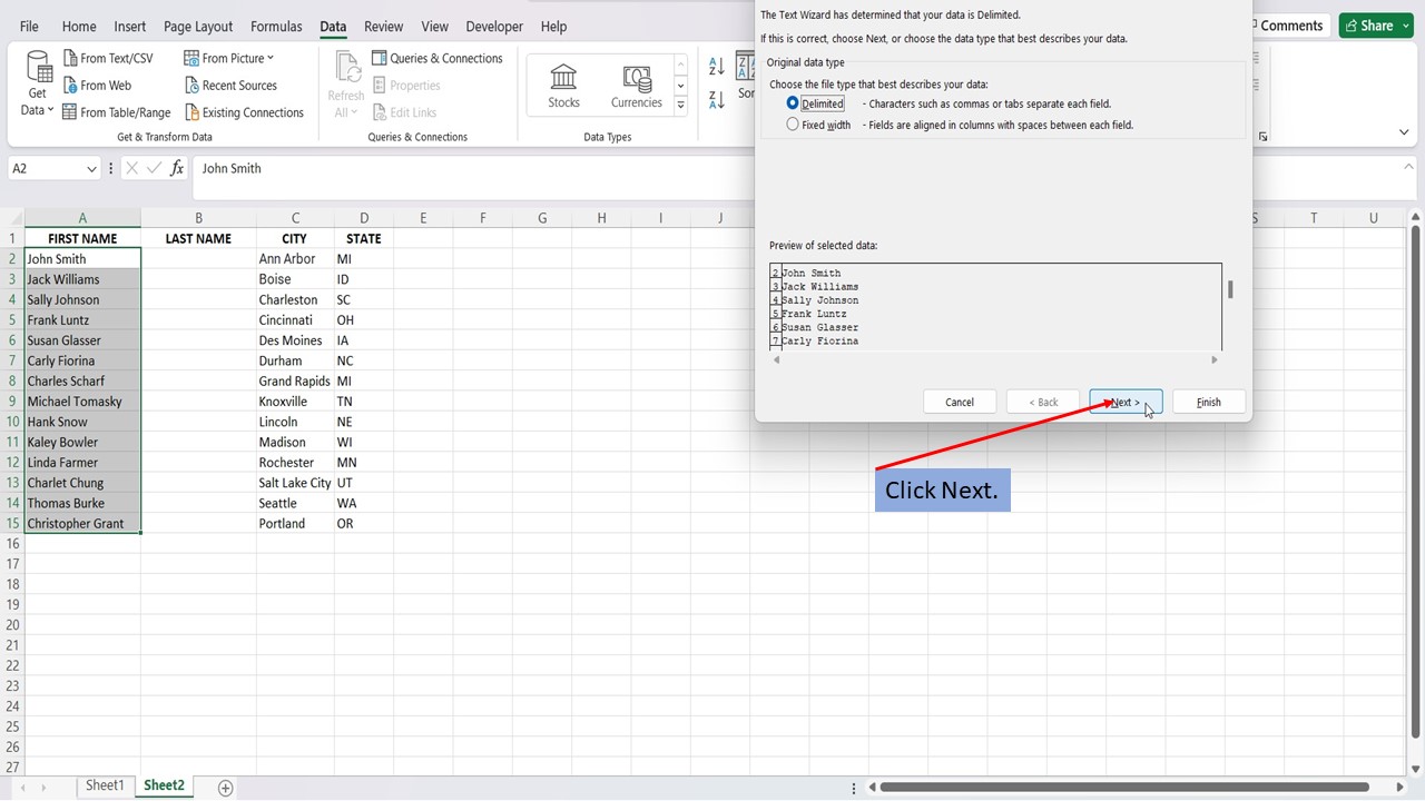 How To Split First And Last Name Into Two Columns in excel