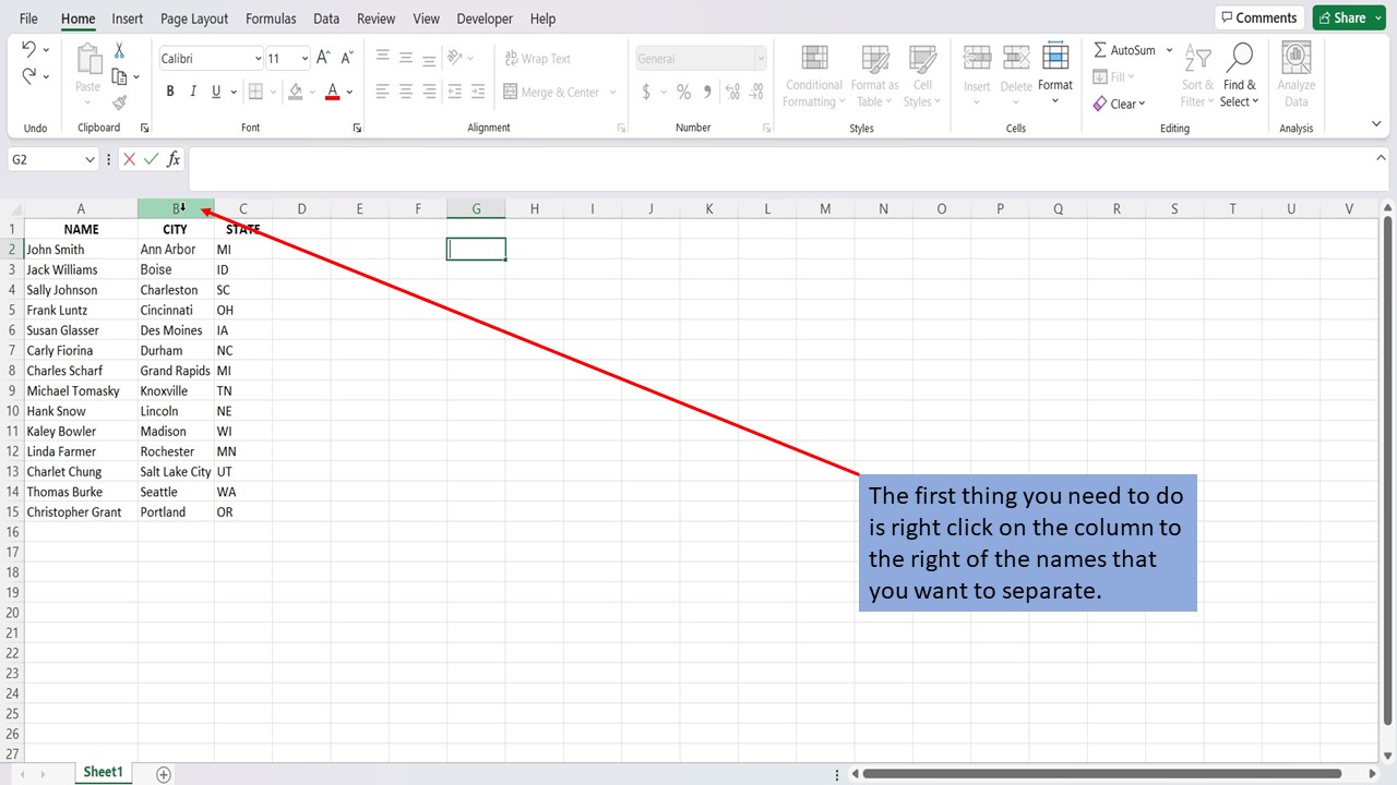 How To Split First And Last Name Into Two Columns in excel
