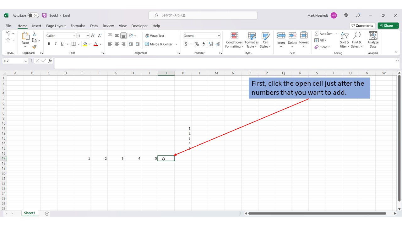 how to add up numbers in excel row
