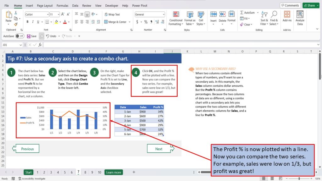 Ten Tips For Excel Charts | Tip # 7 | Use a secondary axis to create a