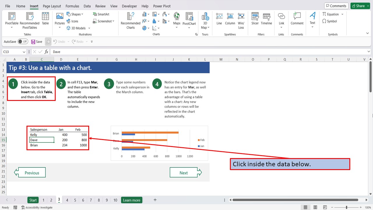 Ten Tips For Excel Charts | Tip # 3 | Use a table with a chart - Mark's ...