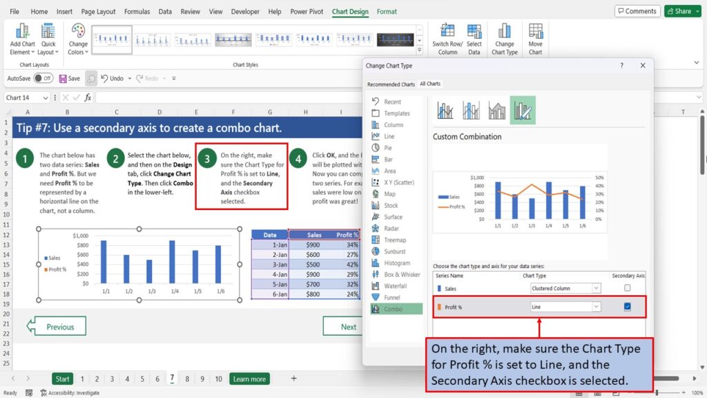 Ten Tips For Excel Charts | Tip # 7 | Use a secondary axis to create a