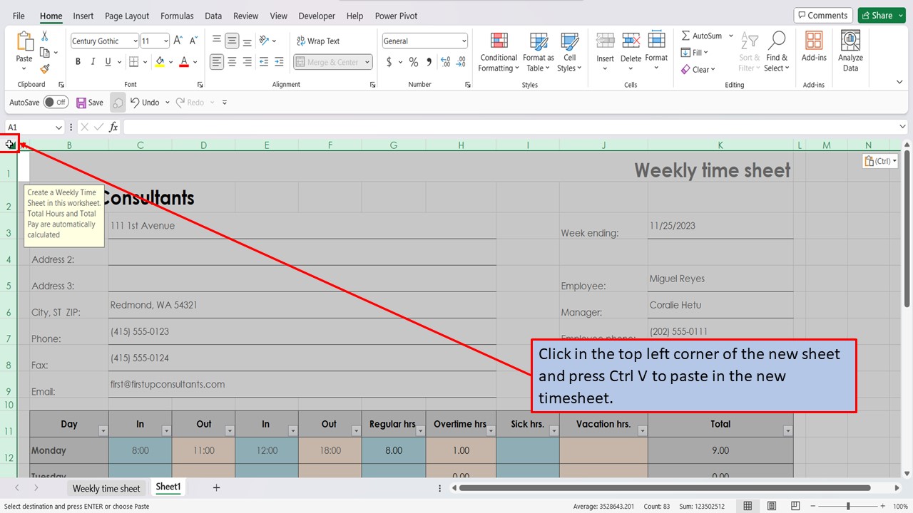 Ready To Use Weekly Timesheet template For Excel 365 - Mark's Excel Tips