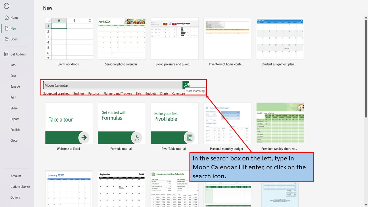 Create A Phases Of The Moon Calendar Using Excel 365 - Mark's Excel Tips