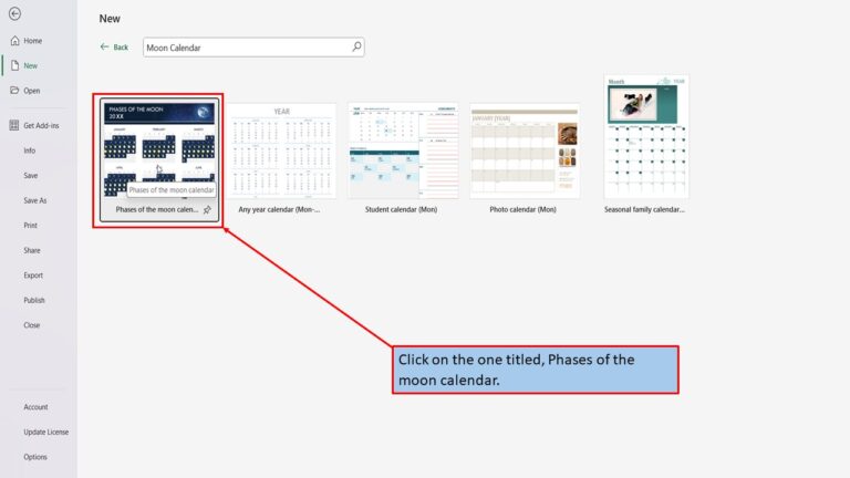 Create A Phases Of The Moon Calendar Using Excel 365 - Mark's Excel Tips