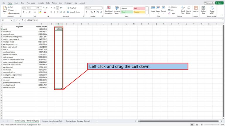 How To Remove Numbers After the Decimal in Excel