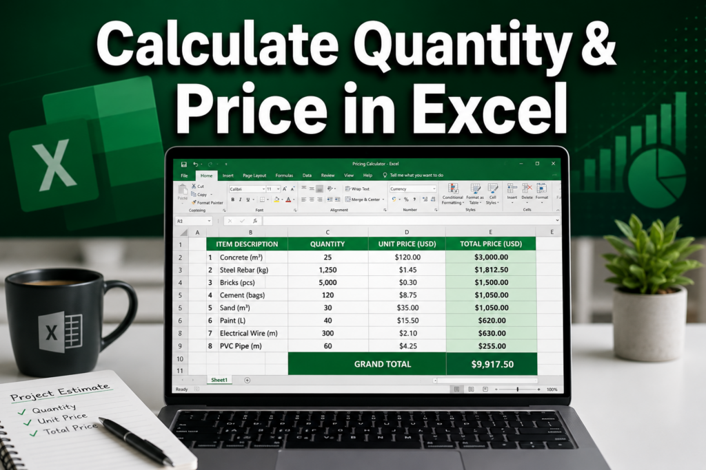 how to calculate quantity and price in excel