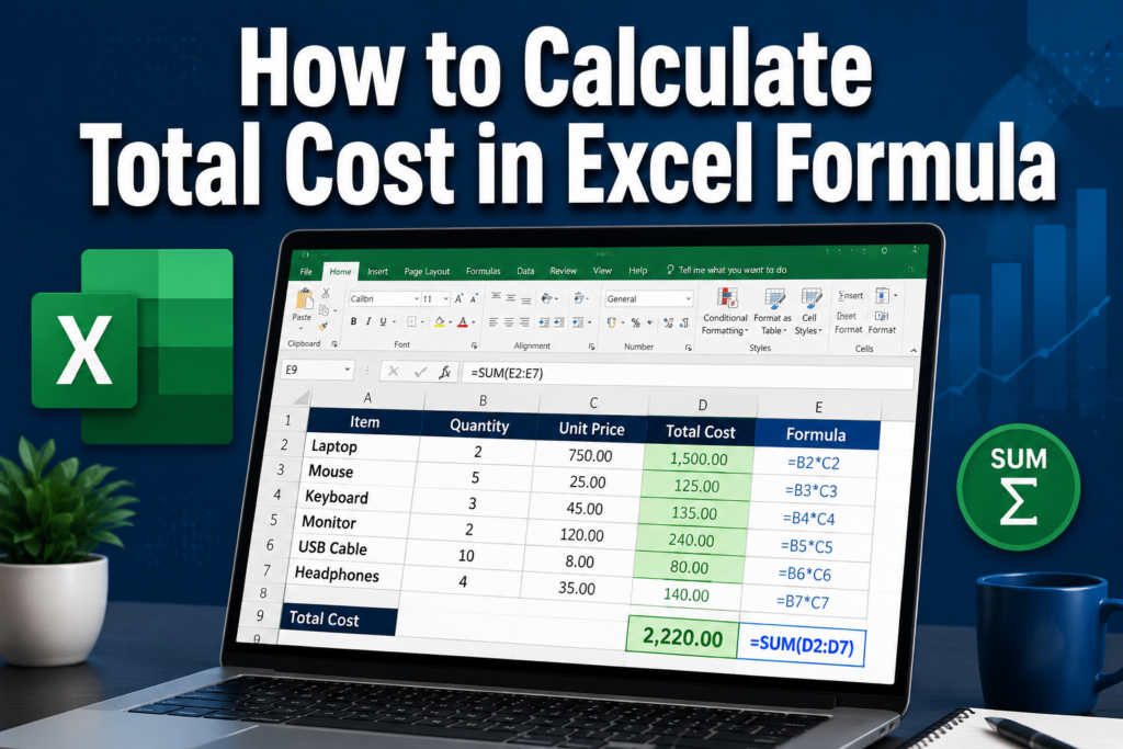how to calculate total cost in excel formula