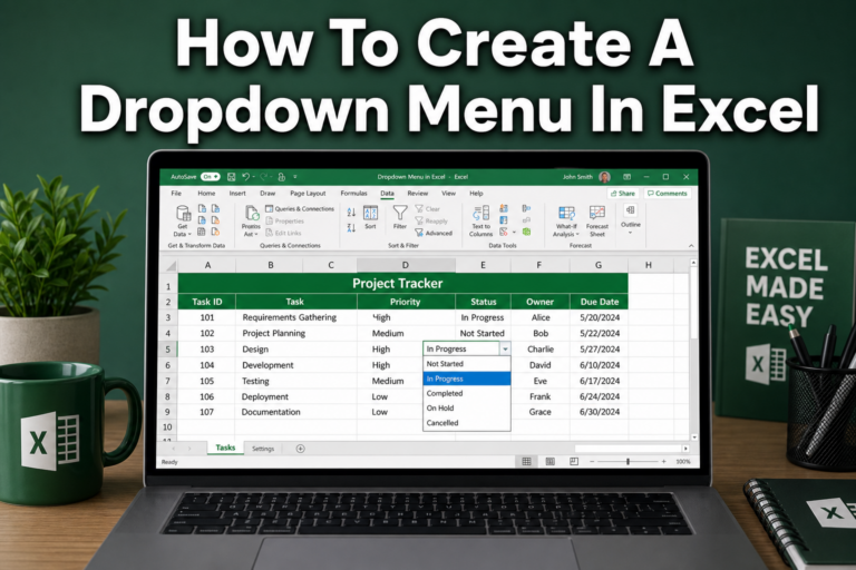 how to create a dropdown menu in excel