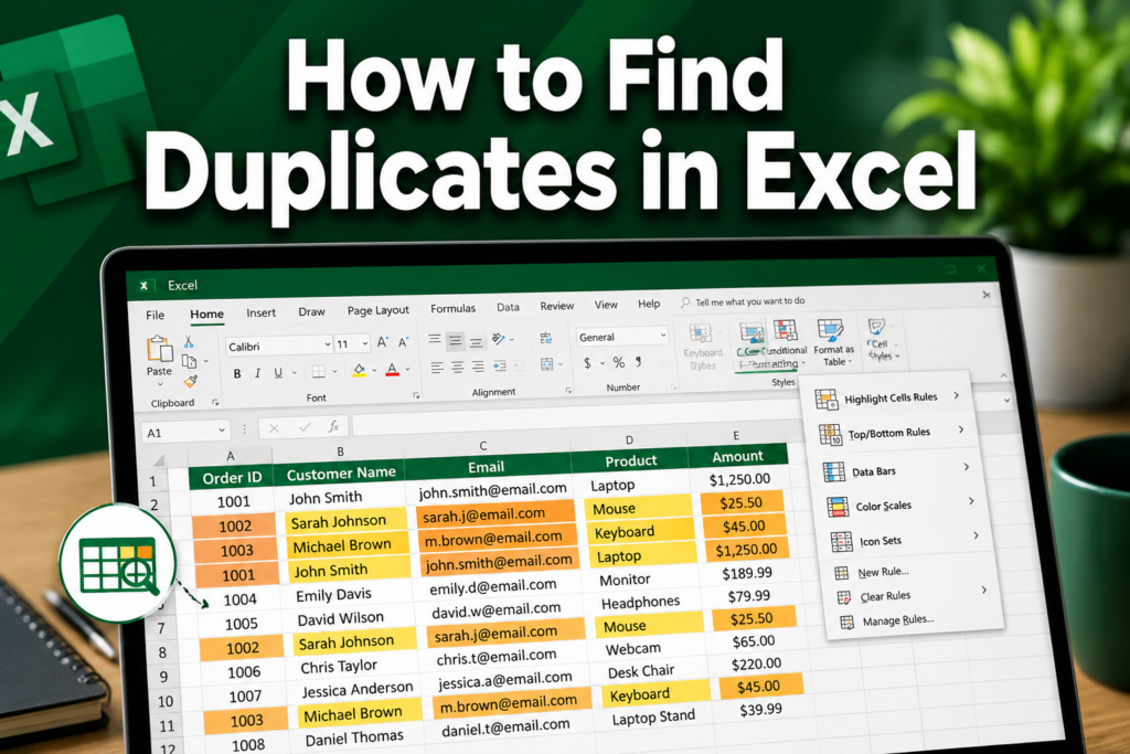how to find duplicates in excel