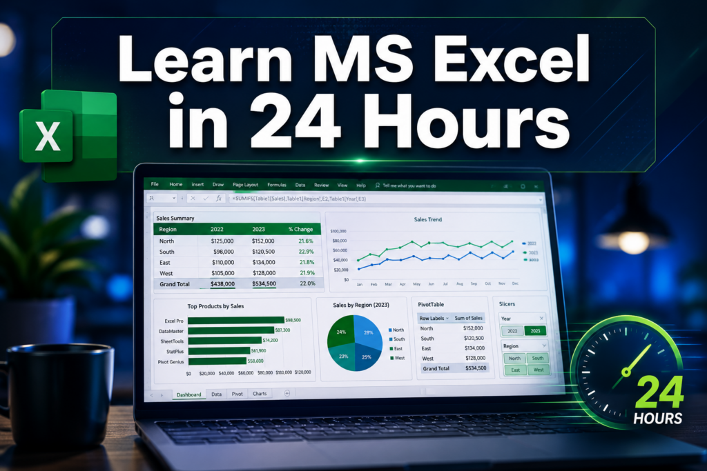how to learn ms excel in 24 hours