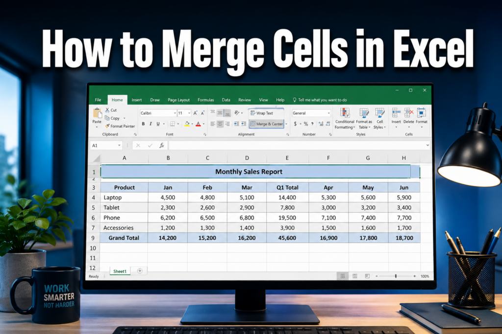how to merge cells in excel