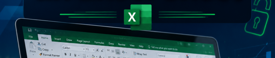 Thumbnail for a tutorial: 'How to Unprotect an Excel Sheet' featuring the Excel logo and an unlocked padlock over a laptop screen.