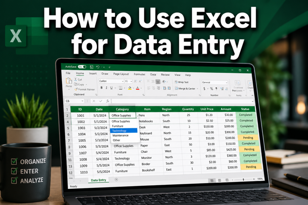 how to use excel for data entry