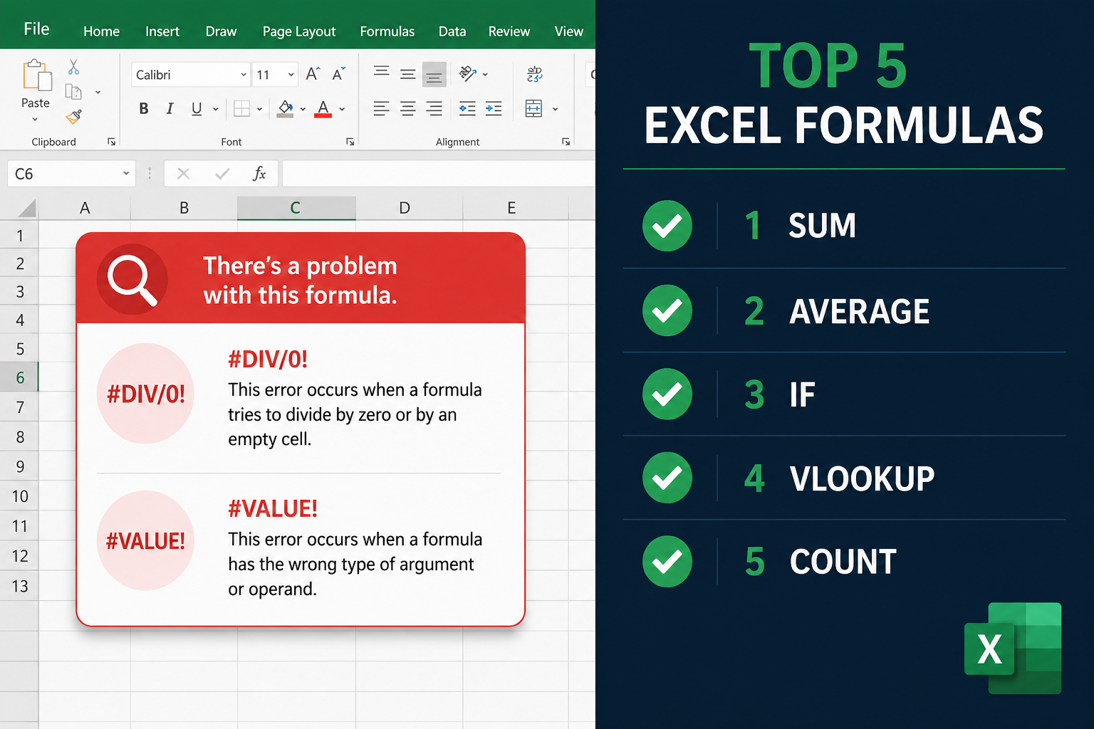 How Do I Fix Common Excel Errors Like #VALUE or #DIV/0