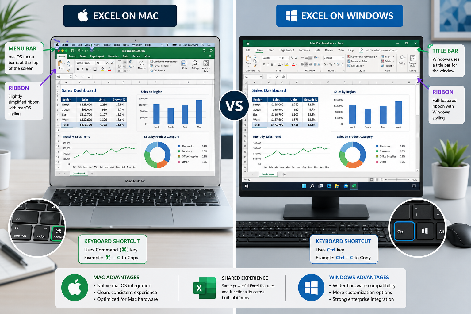 Differences Between Excel for Mac and Windows