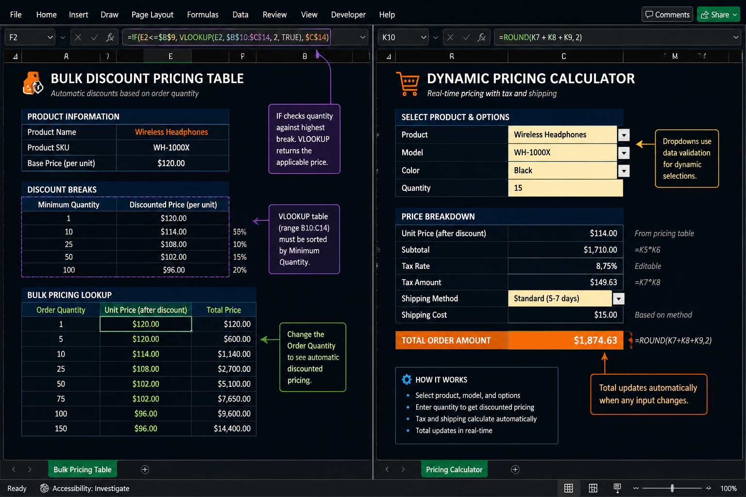 What Cell References Work Best for Quantity and Price Columns