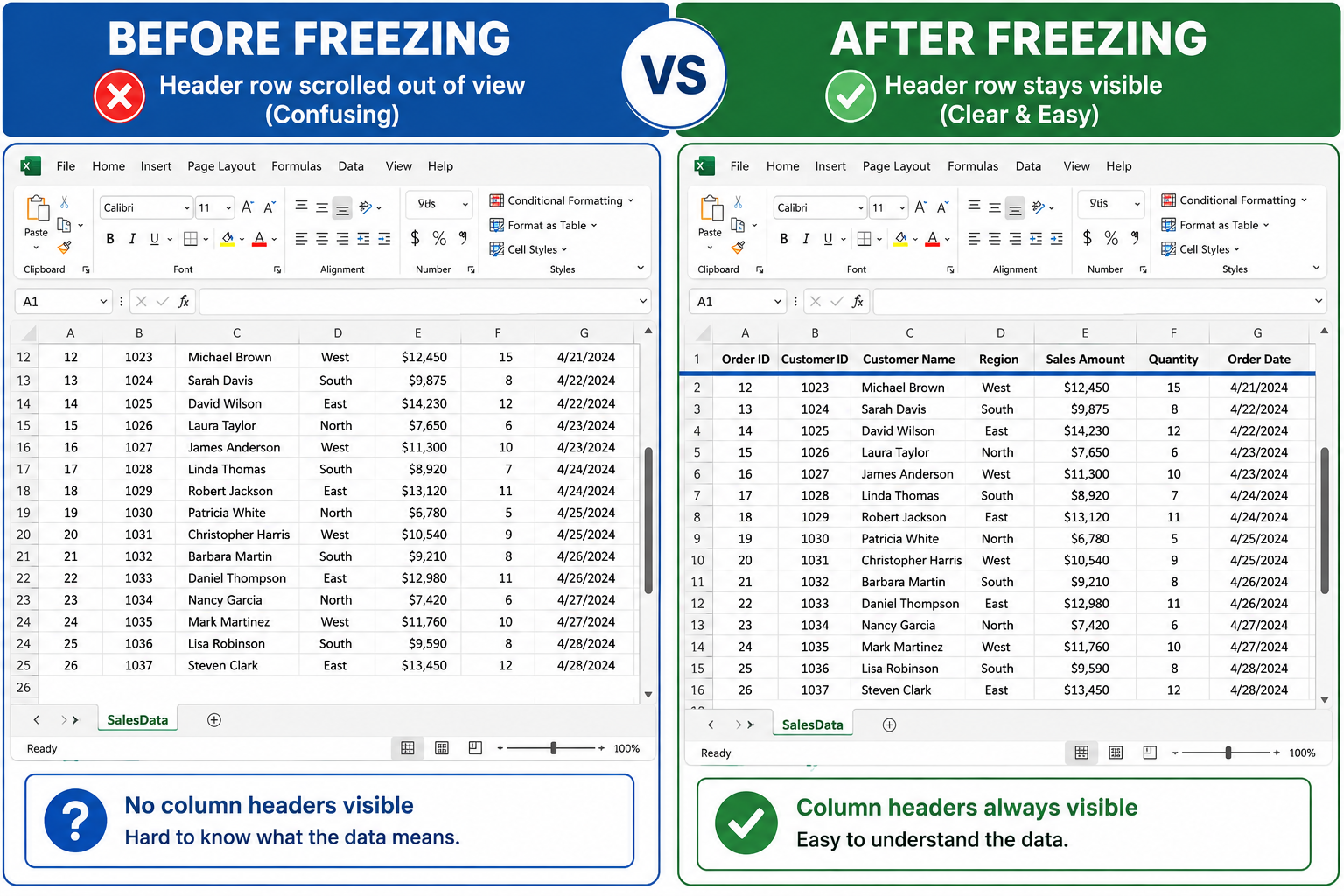 How to Unfreeze Rows in Excel