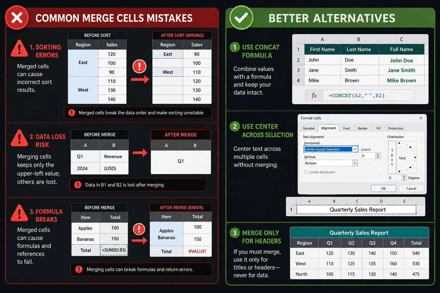 Can You Merge Cells in Excel and Keep All Data? (Formula Alternatives)