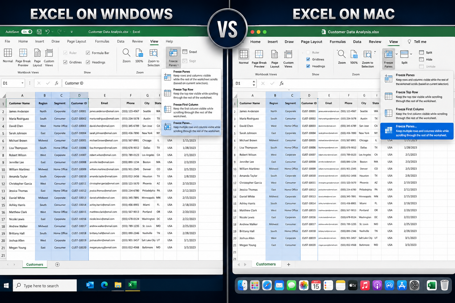 How to Freeze a Column in Excel on Mac