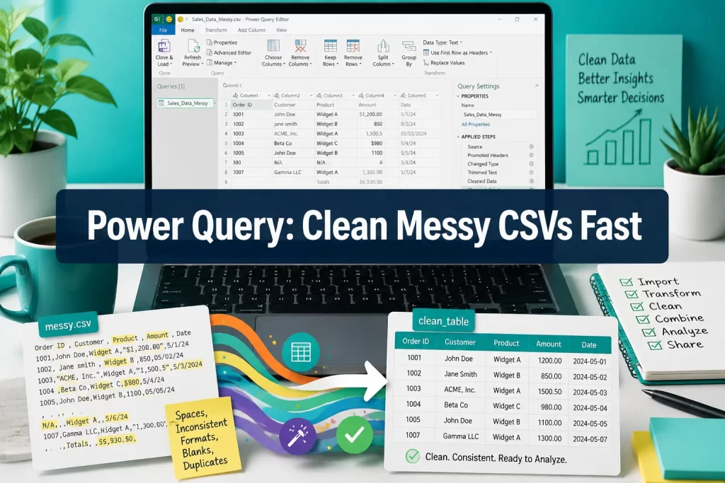 Excel Power Query for Data Cleaning: Turn Messy CSVs and Logs into Analysis-Ready Tables Without Manual Editing