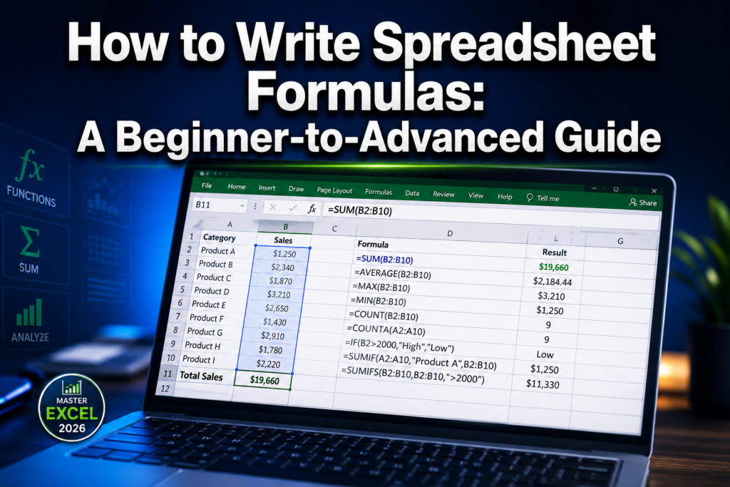 How to Write Spreadsheet Formulas: A Beginner-to-Advanced Guide