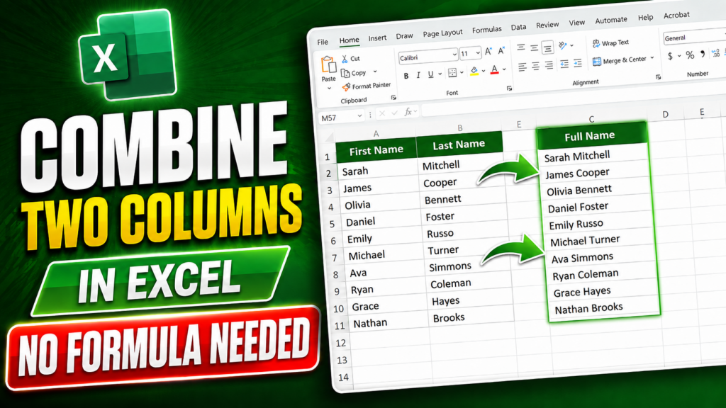 How To Combine Two Columns In Excel: No Formula Needed