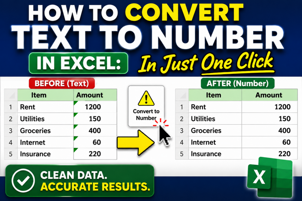How To Convert Text To Number In Excel: In Just One Click