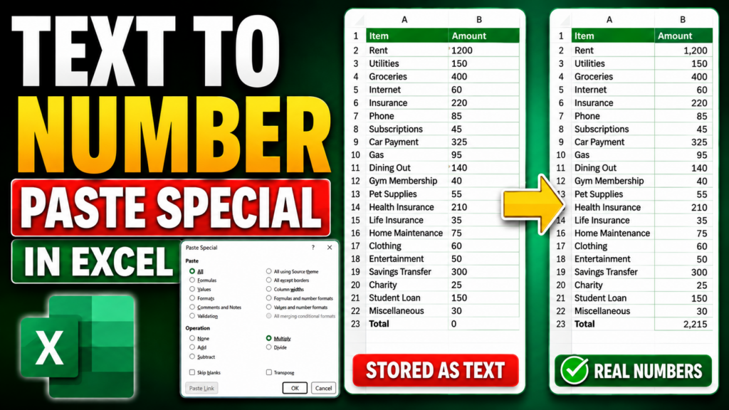 How To Convert Text To Number In Excel Using Paste Special: Best For Large Data Sets